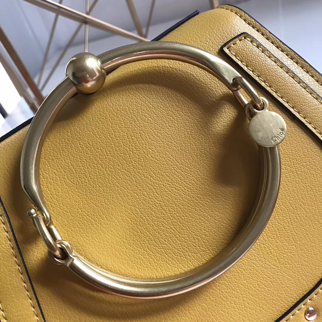 Chloe Medium Nile Bracelet Leather Crossbody Bag in Yellow