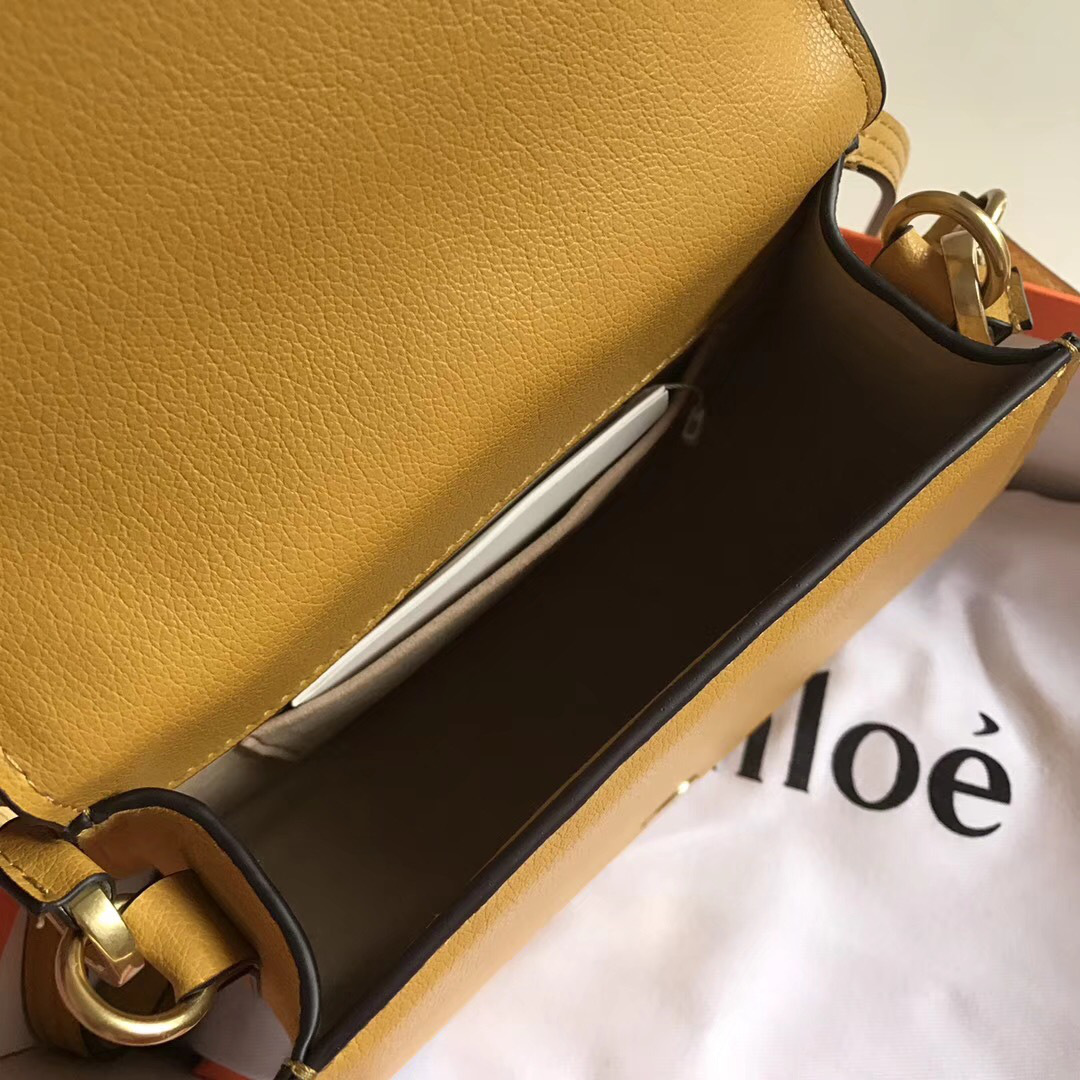 Chloe Medium Nile Bracelet Leather Crossbody Bag in Yellow