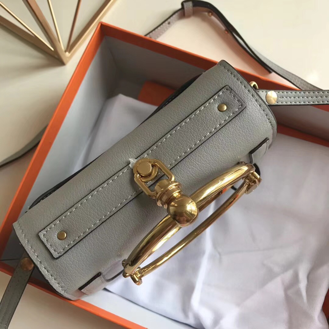Chloe Medium Nile Bracelet Leather Crossbody Bag in Gray