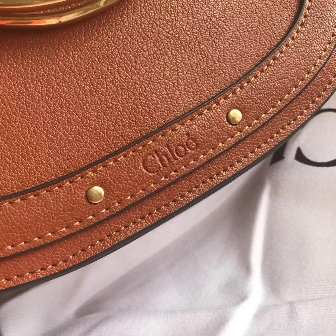 Chloe Medium Nile Bracelet Leather Crossbody Bag in Brown