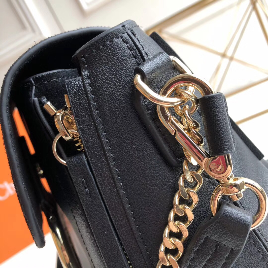 Chloe Faye Calfskin Large Backpack in Black