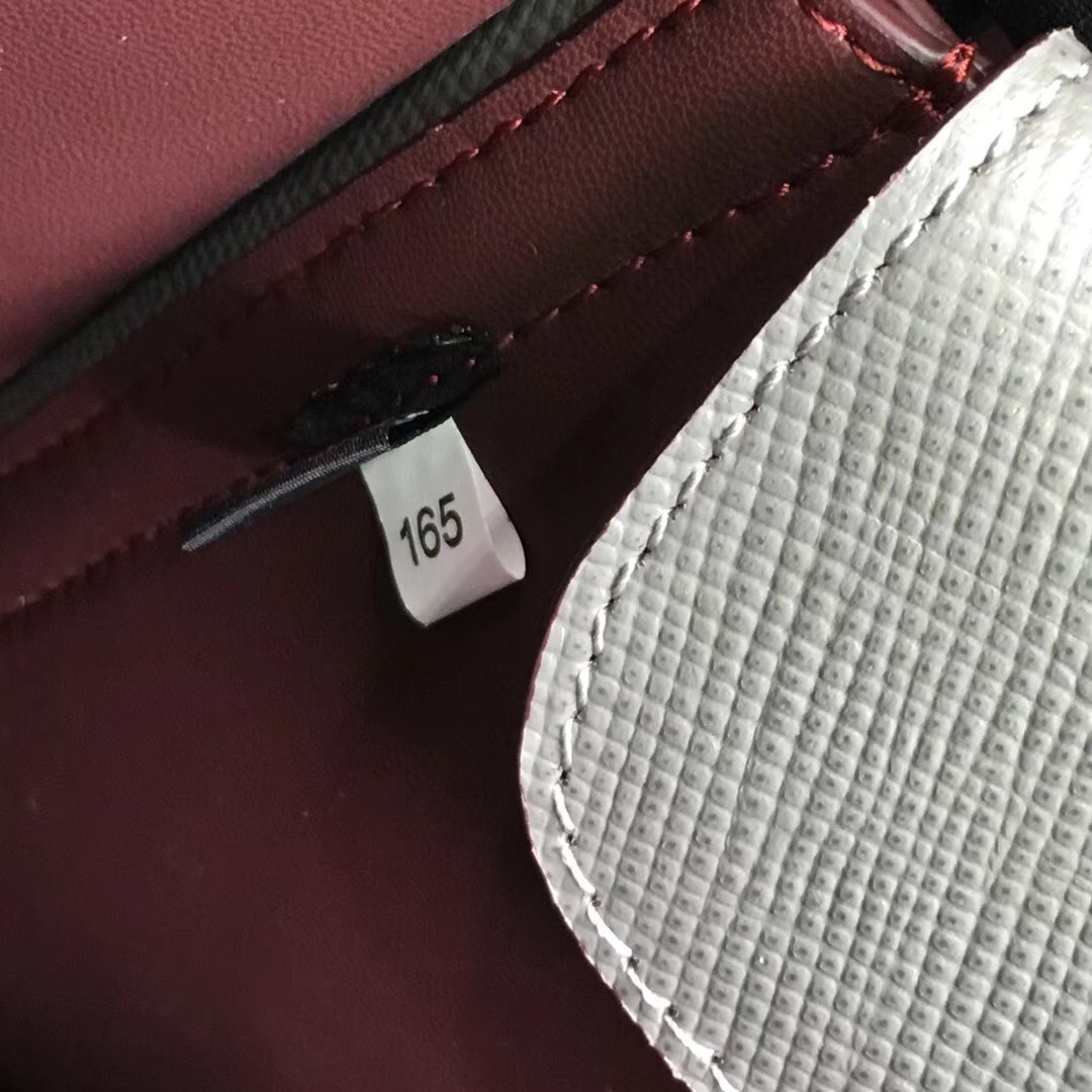 Pra*a Saffiano Cuir Small Double Leather Bag in Gray with red