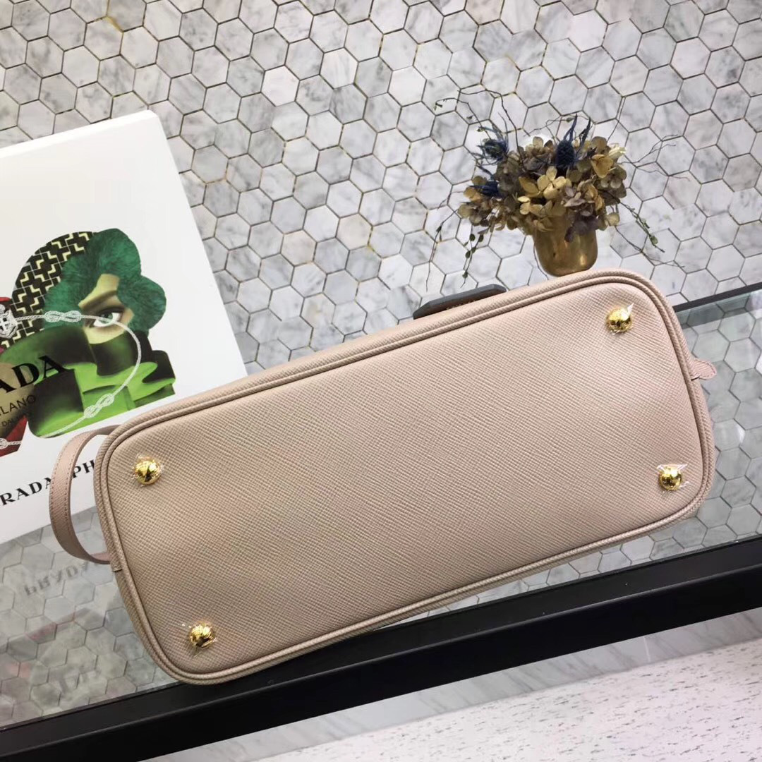Pra*a Saffiano Cuir Small Double Leather Bag in Pink