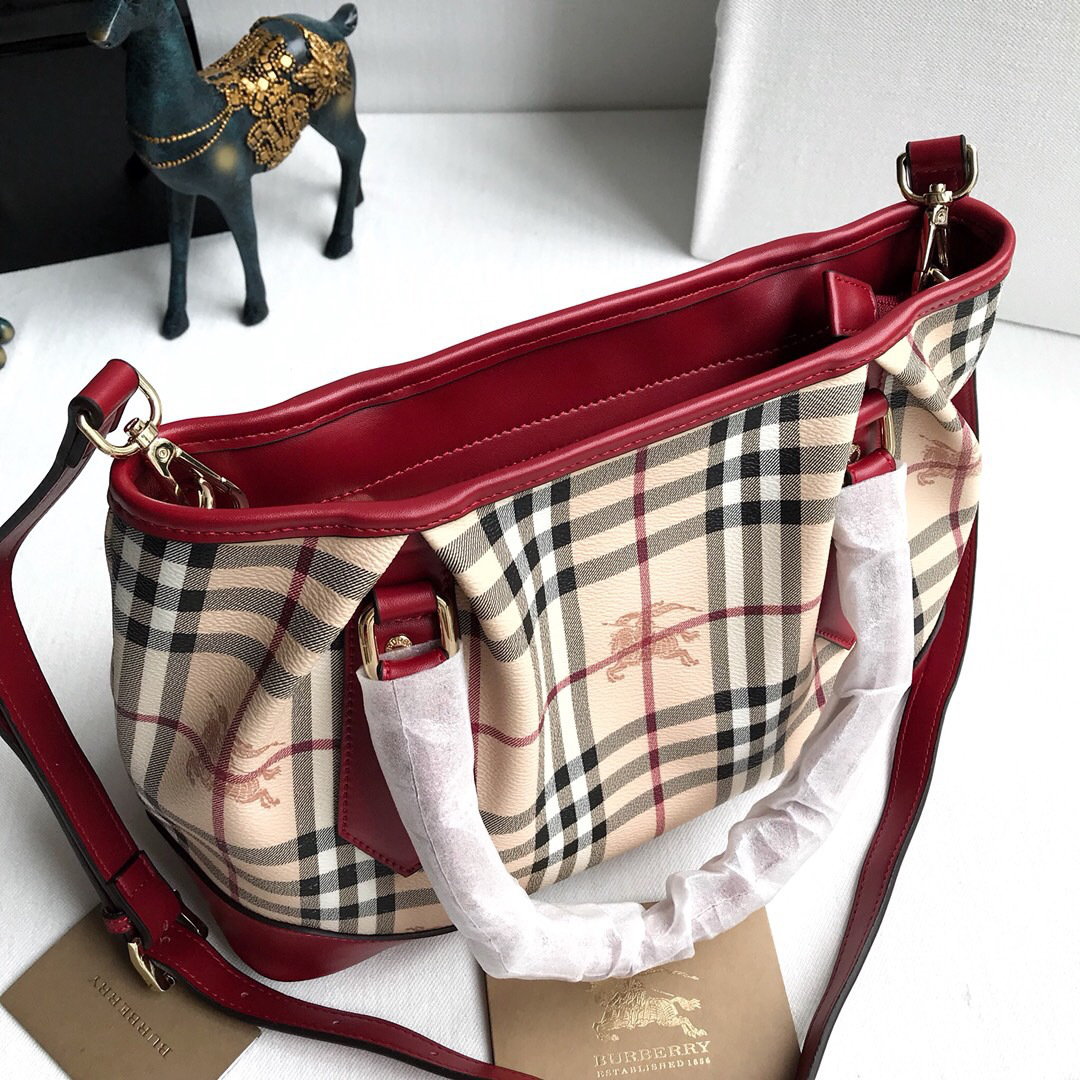 Bv*b*rry Original Check Tote Handbag in Red