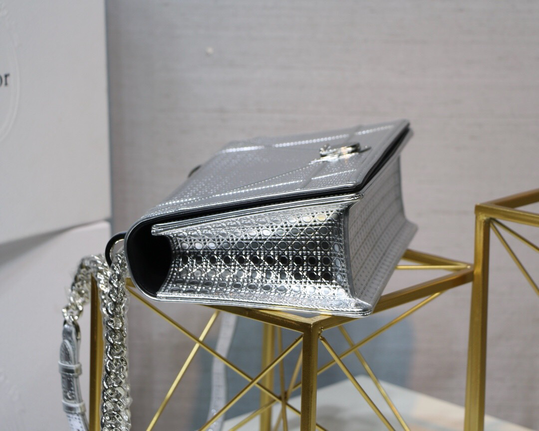 D10r D10rama Cannage Calfskin Bag in Sliver