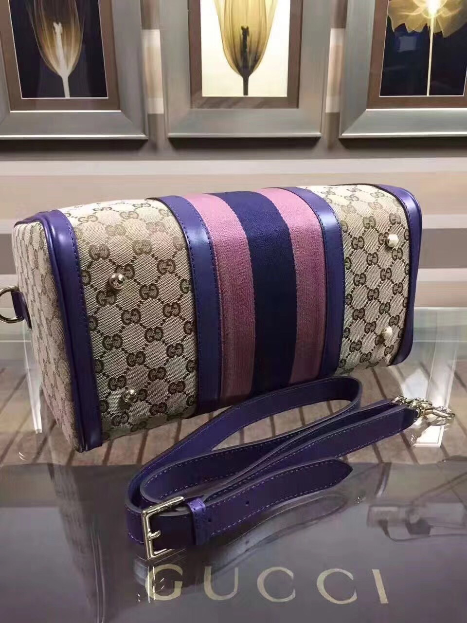 Gvc*1 Webby Speedy Canvas Cross Body Bag in Purple