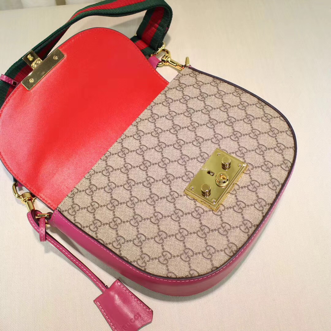 Gvc*1 Padlock Leather shoulder bag for Women Rose Red