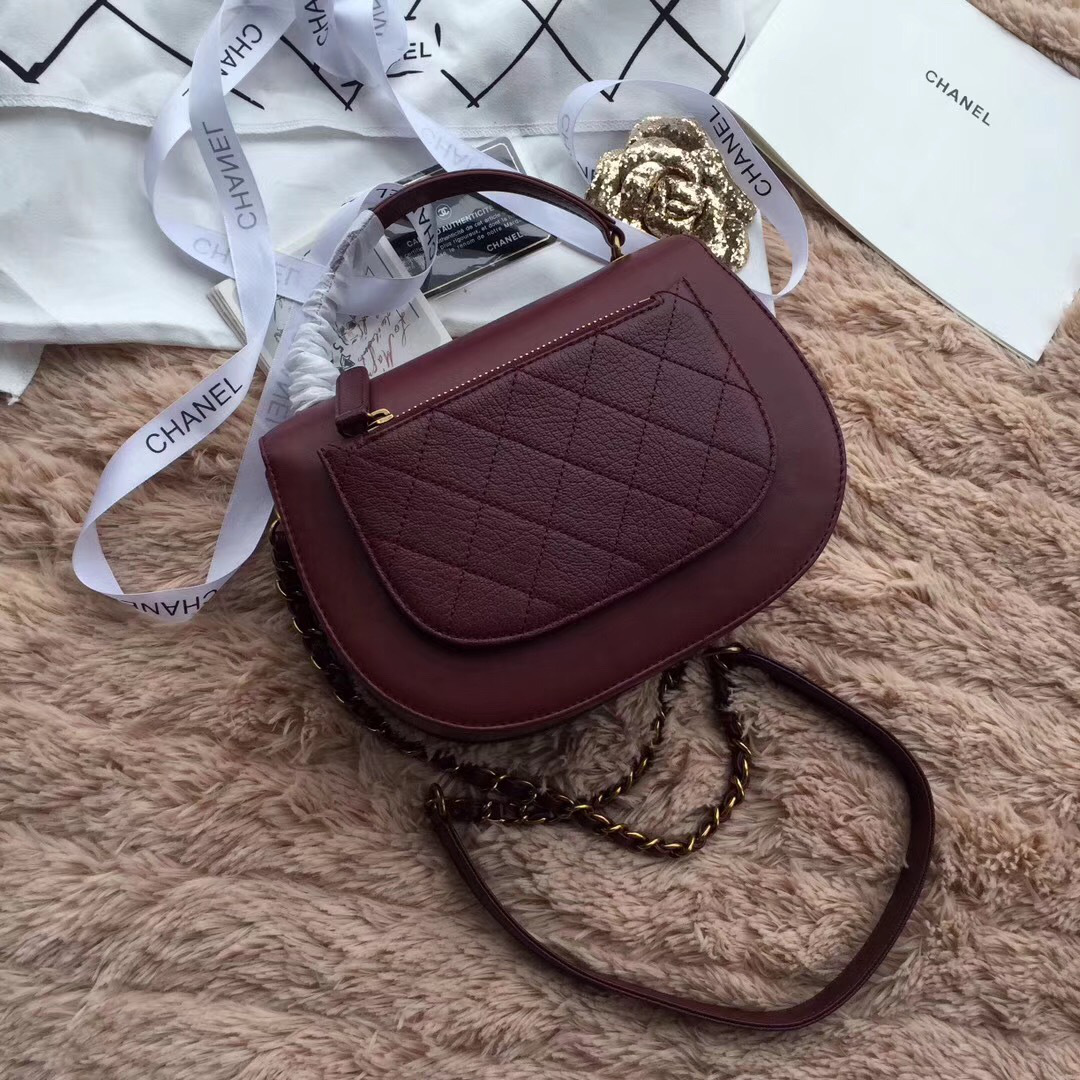 Ch**el Original Leather Bag in Wine Red