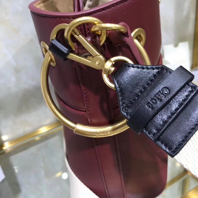 Chloe mini roy bucket bag in Wine Red