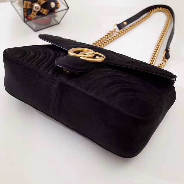 Gvc*1 Marmont velvet Medium shoulder bag in Black