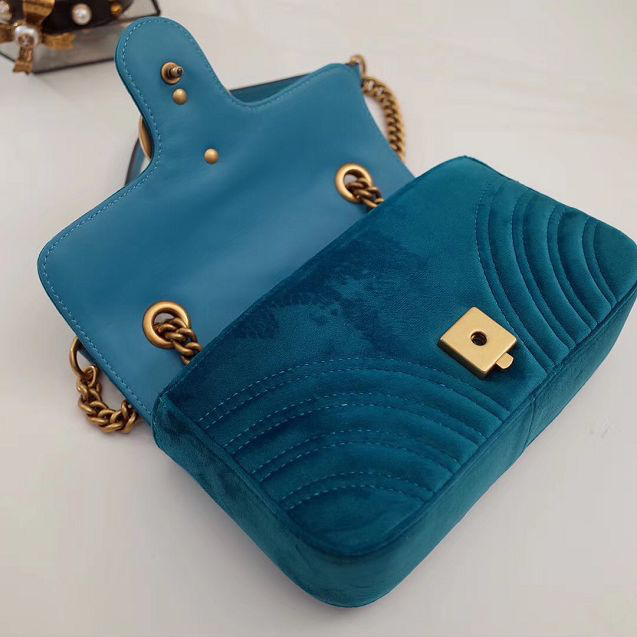 Gvc*1 Marmont velvet small shoulder bag in Blue