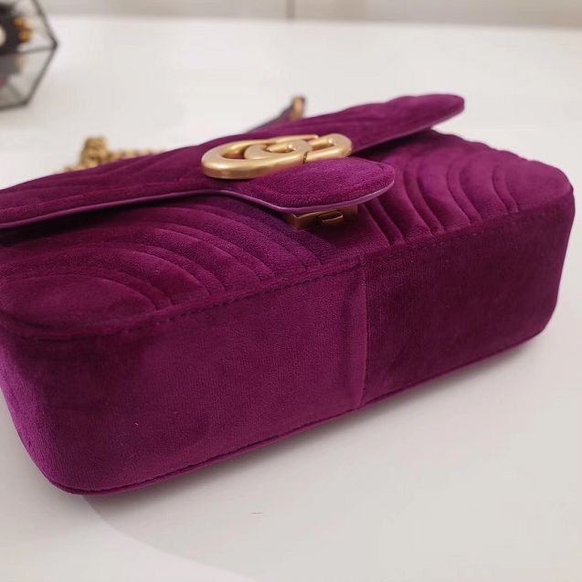 Gvc*1 Marmont velvet Small shoulder bag in Dark Purple