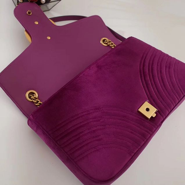 Gvc*1 Marmont velvet Large shoulder bag in Dark Purple