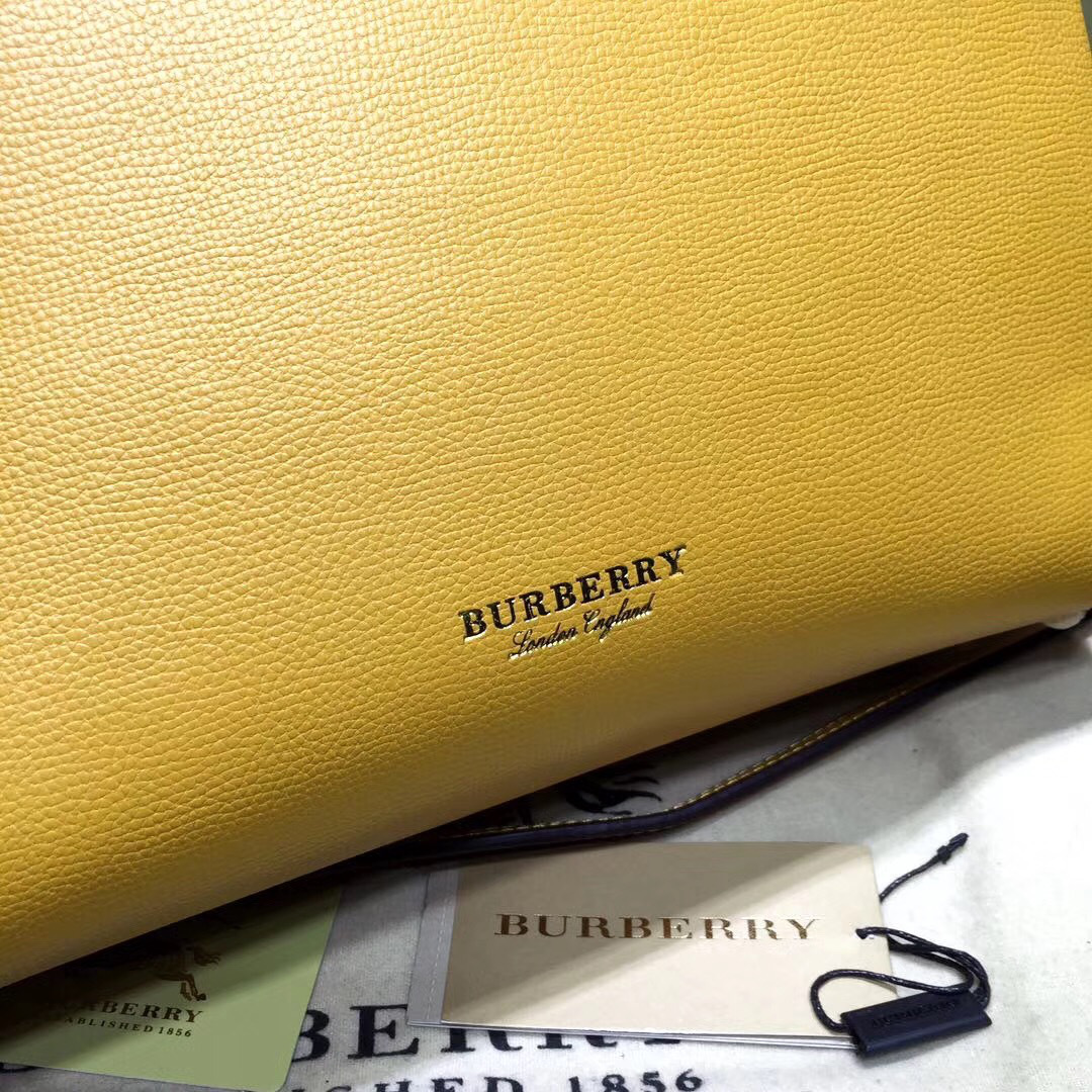 Bv*b*rry Classic Leather Tote Bag with Yellow
