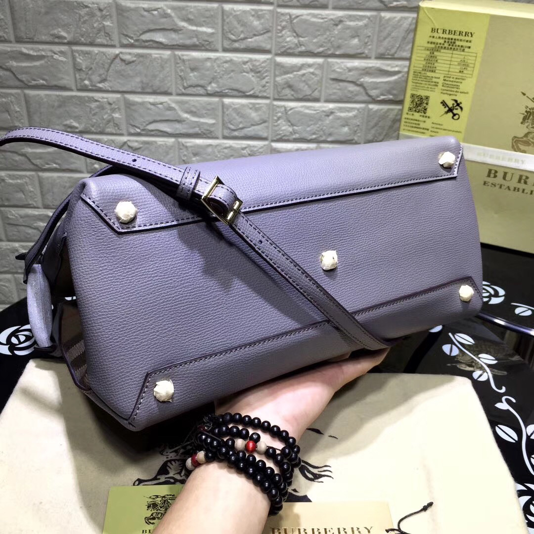 Bv*b*rry Classic Leather Tote Bag with Gray