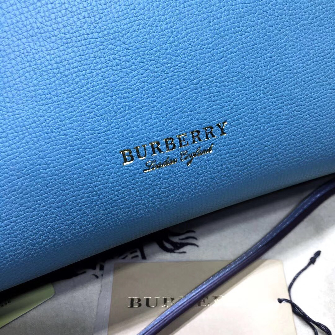 Bv*b*rry Classic Leather Tote Bag with Blue