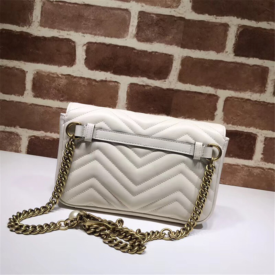 Gvc*1 Pearly Marmont Flap Belt Bag Leather White 476809