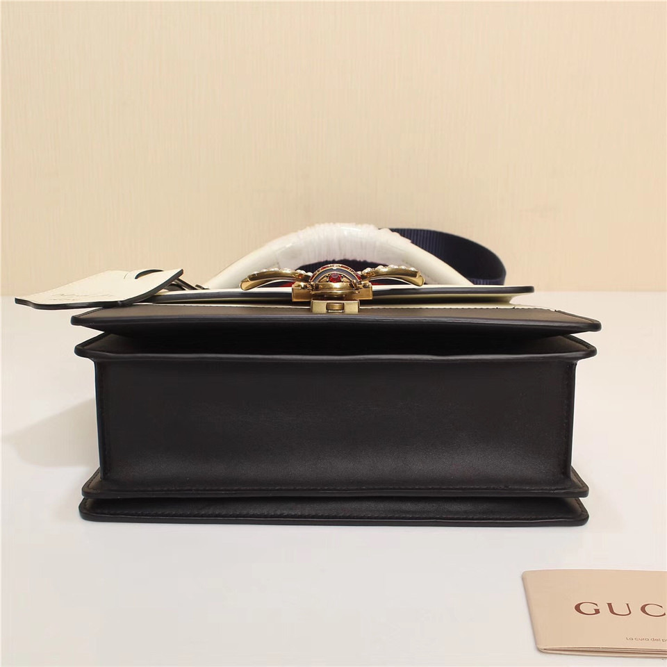 Gvc*1 Queen Margaret Calfskin Handle Bag In White Black 476541