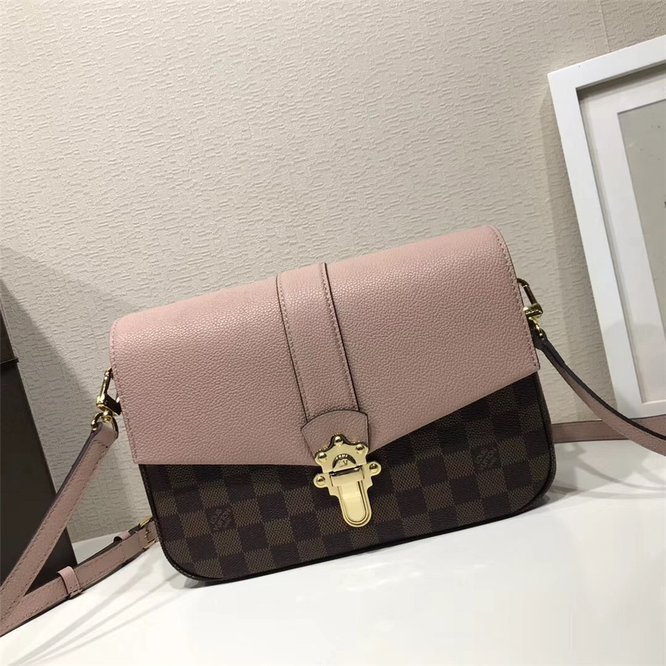 L0vis Vvtt0n Damier Ebene Cuir Taurillon Bag Pink