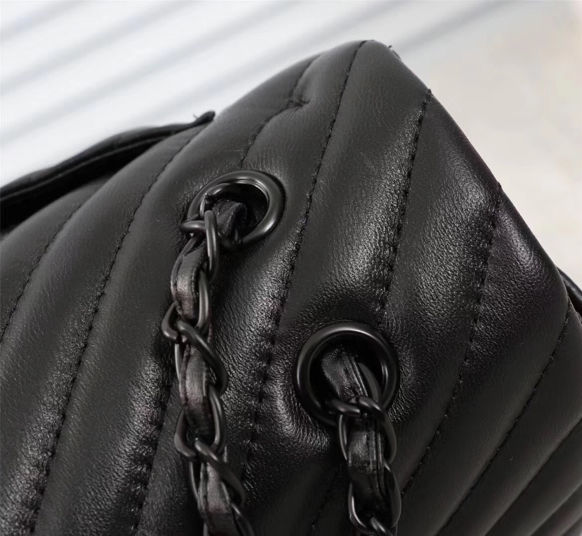 Ch**el original lambskin double flap bag black 30cm
