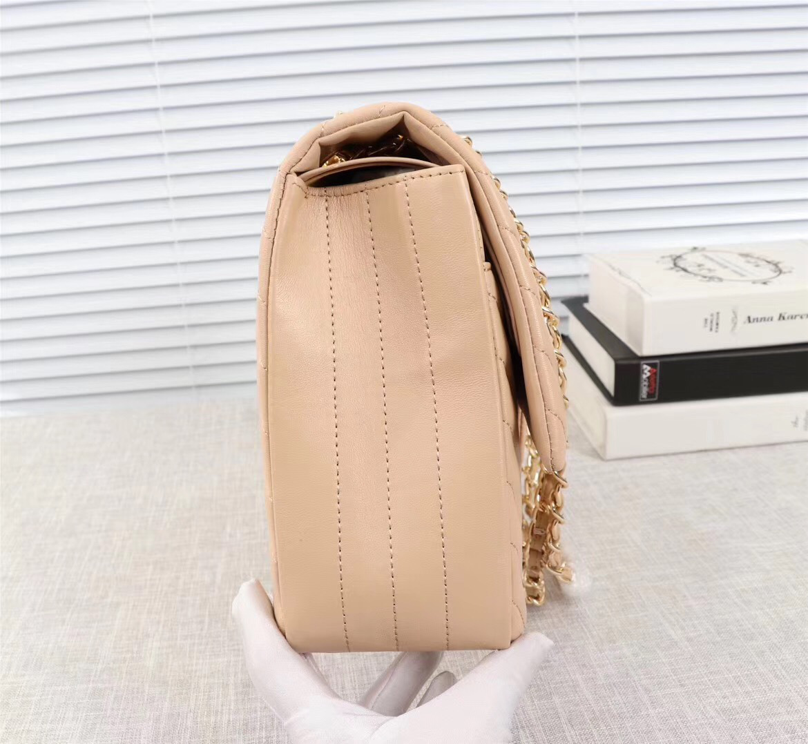 Ch**el original lambskin double flap bag Pink 33cm with Gold hardware