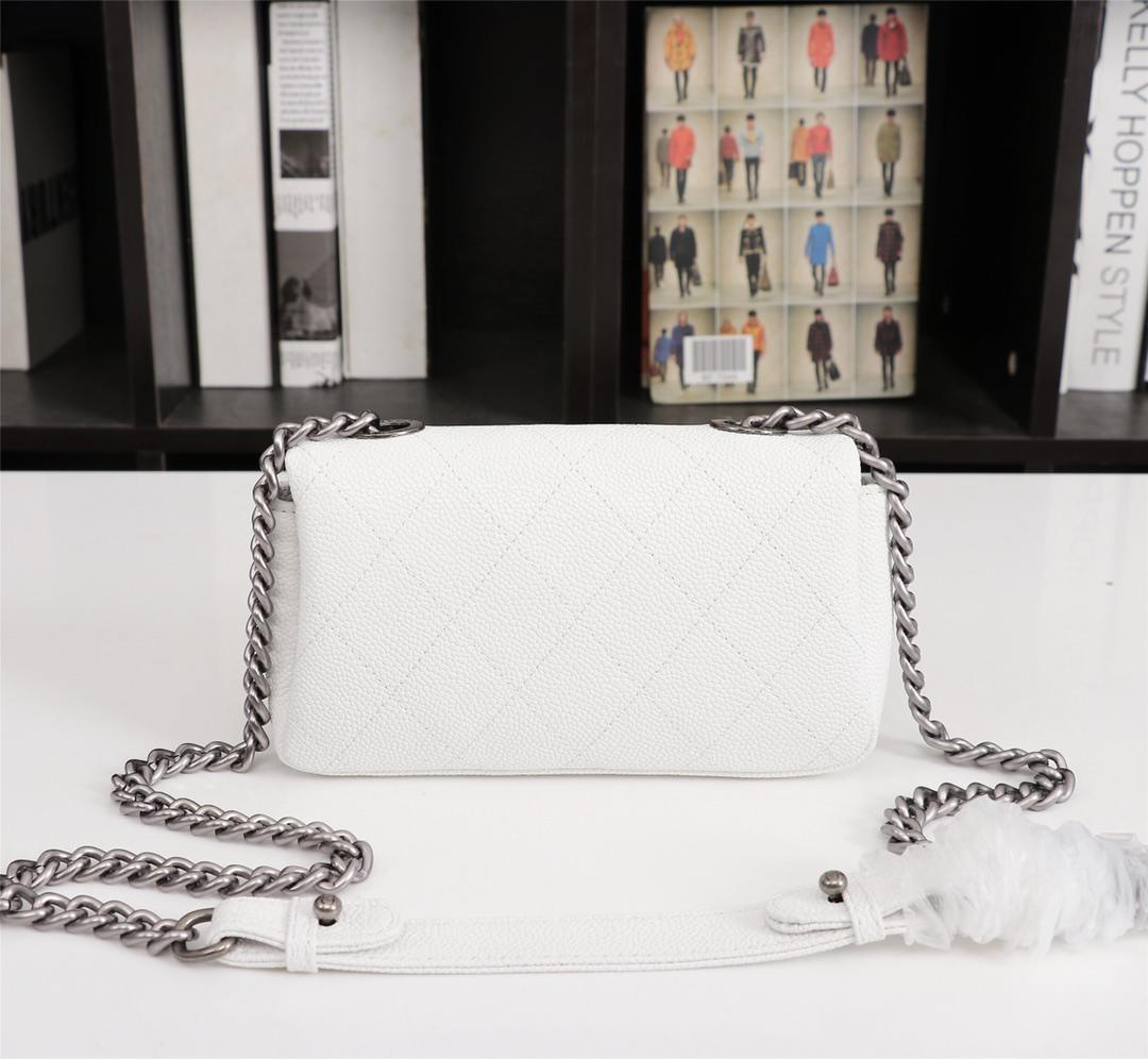 Ch**el Caviar Leather Handbag White 