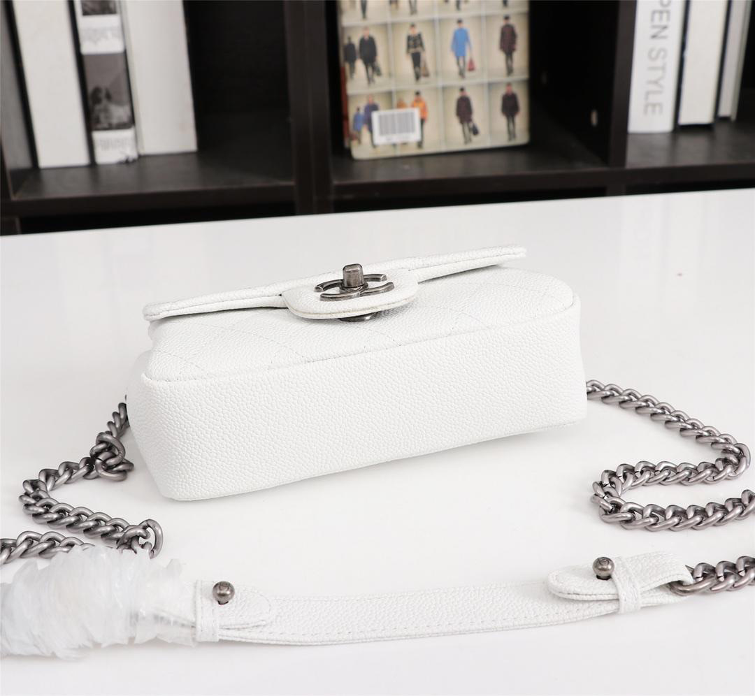 Ch**el Caviar Leather Handbag White 
