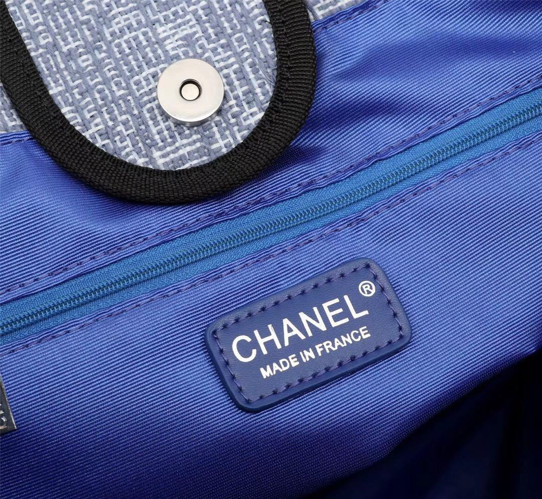 Ch**el Large canvas beach bag with Blue