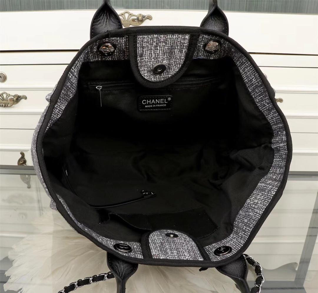 Ch**el Large canvas beach bag with Black