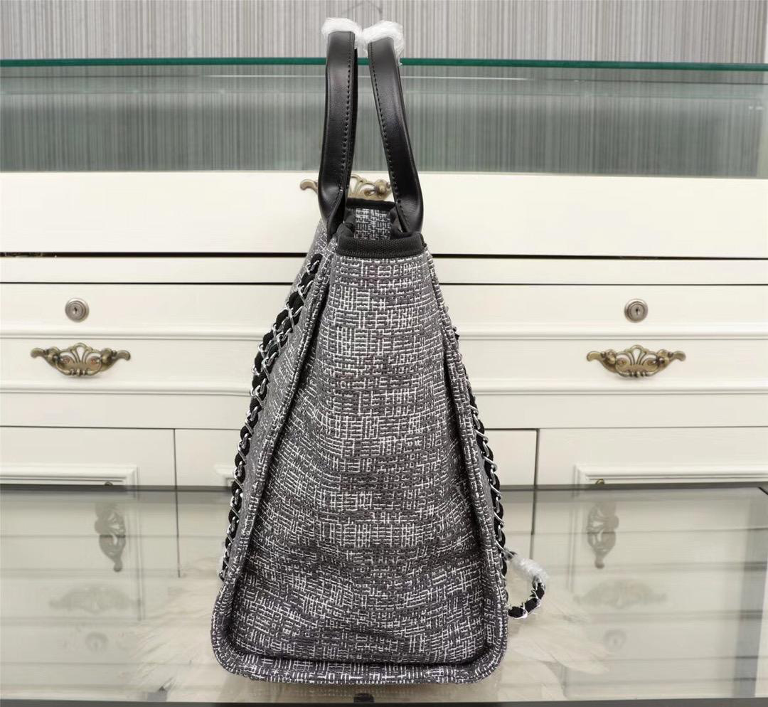Ch**el Large canvas beach bag with Black