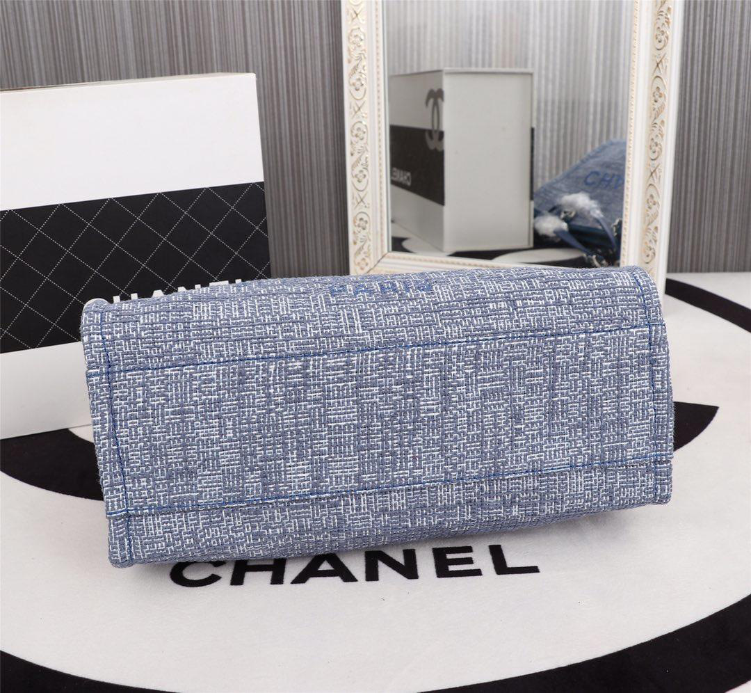 Ch**el original canvas large shopping bag Blue 32cm