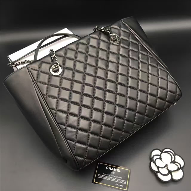 Ch**el Lambskin Leather tote bag Black