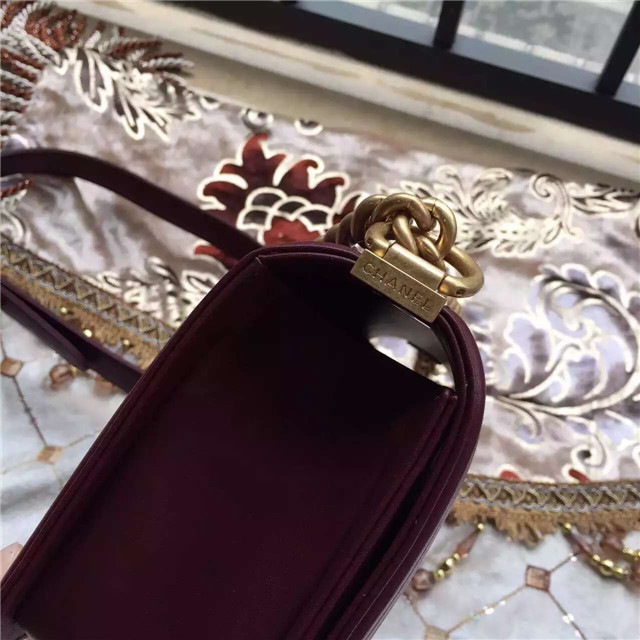Ch**el calfskin Leboy bag Red with gold hardware 25cm