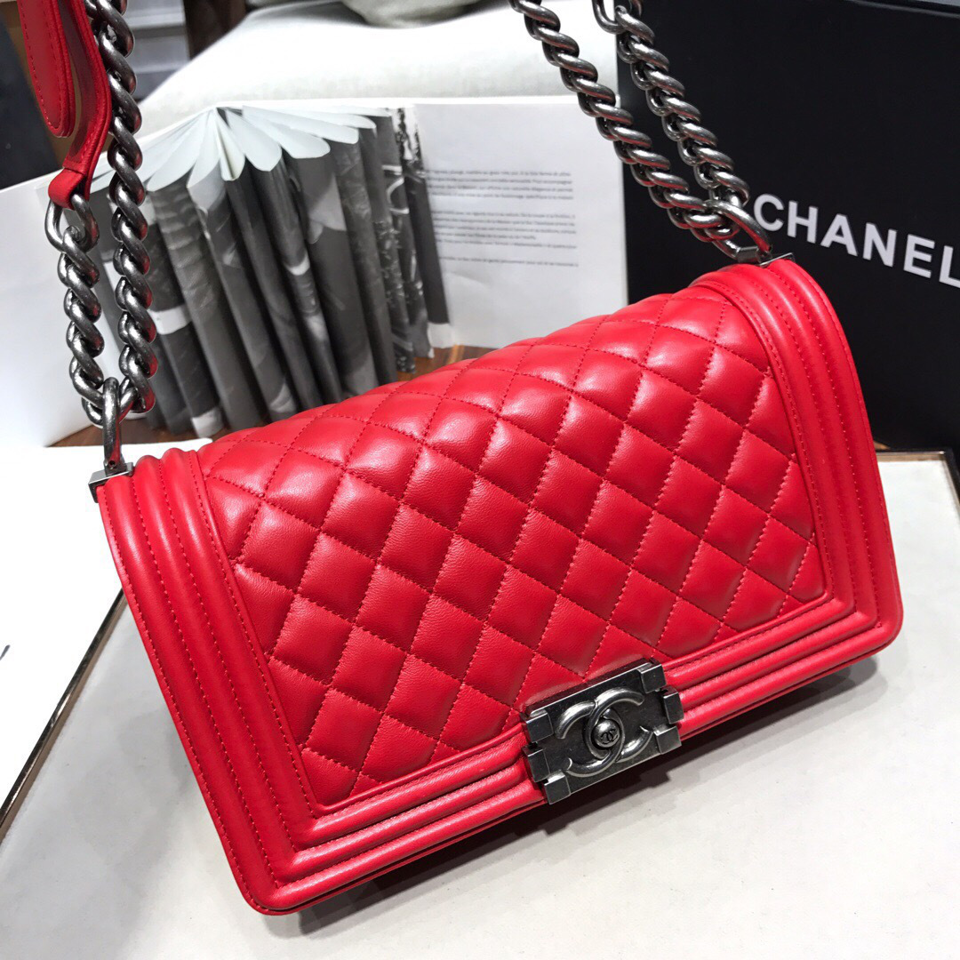 Ch**el Leboy lambskin Bag in Red With Silver Hardware 67086