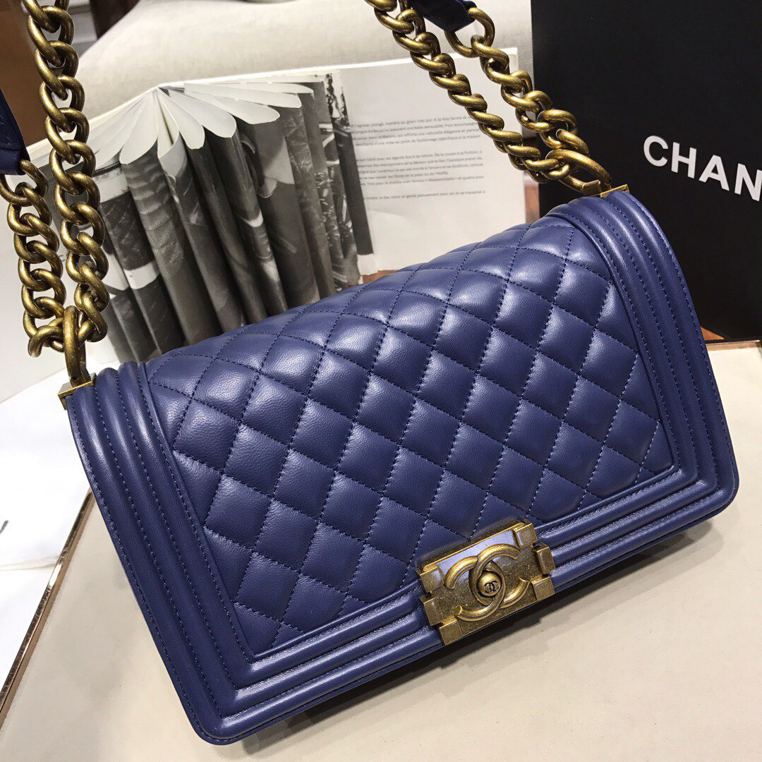 Ch**el Leboy lambskin Bag in Navy Blue 67086