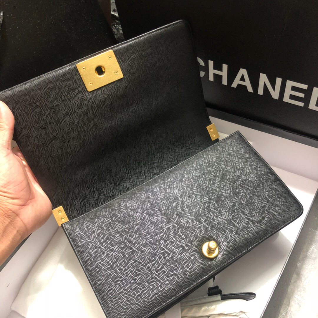 Ch**el Leboy Calfskin Bag in Black with Gold Hardware 67086