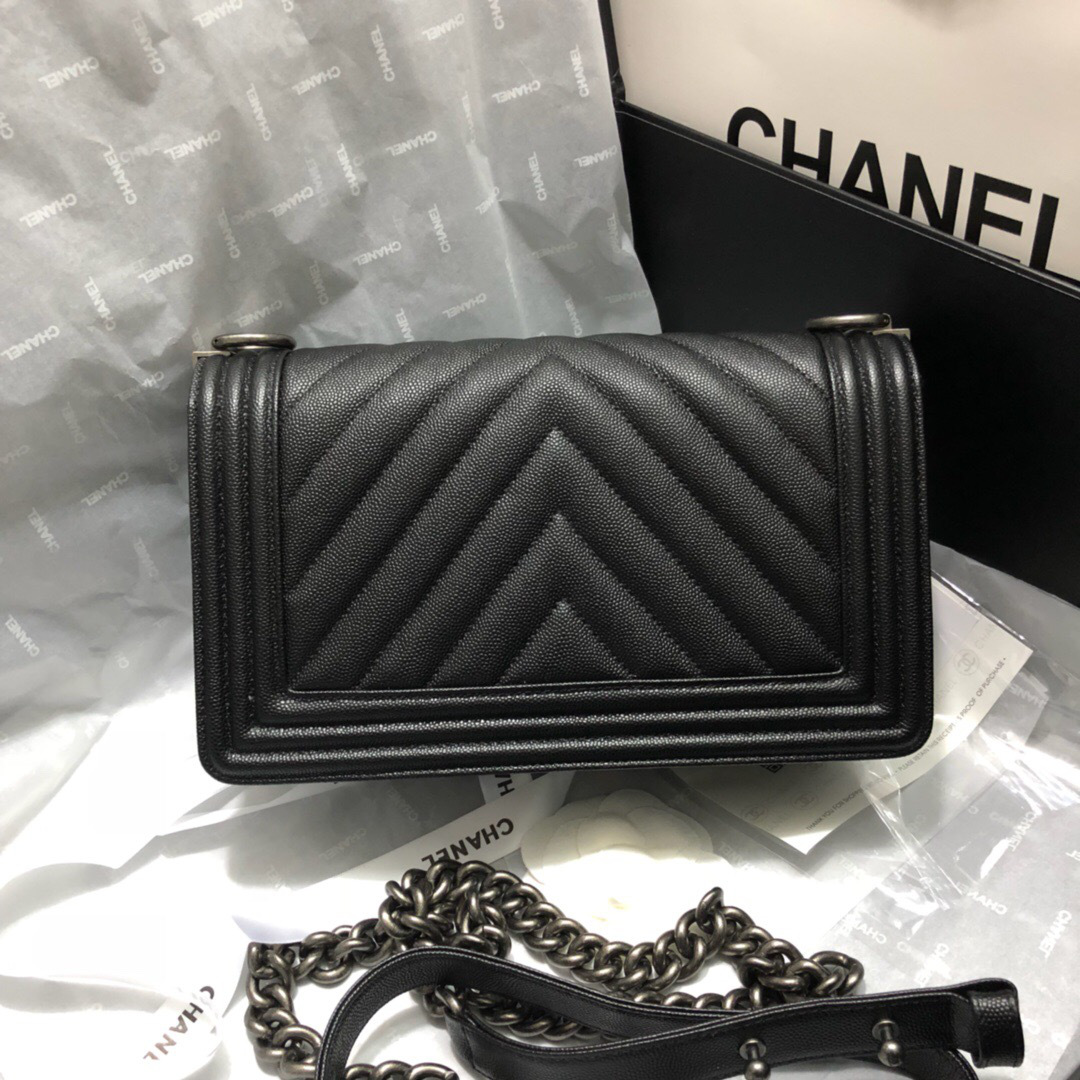 Ch**el Leboy Calfskin Bag in Black with Silver Hardware 67086