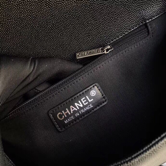 Ch**el leboy calfskin bag in black with silver hardware 30cm