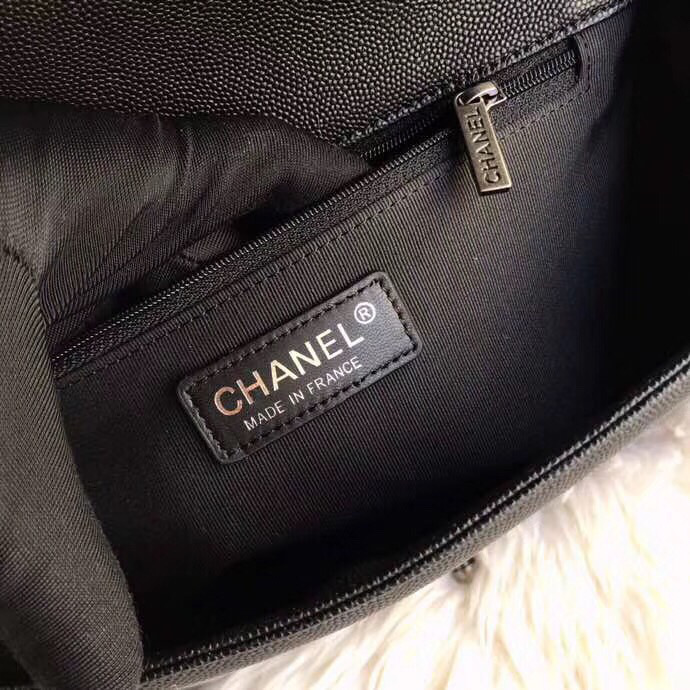 Ch**el leboy calfskin bag in black with silver hardware 28cm