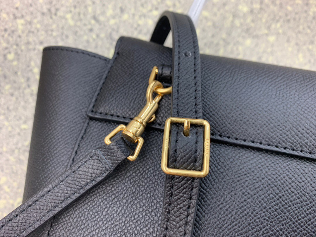Ce1i*e Micro Belt Bag In Grained Calfskin with Black 20cm 175519