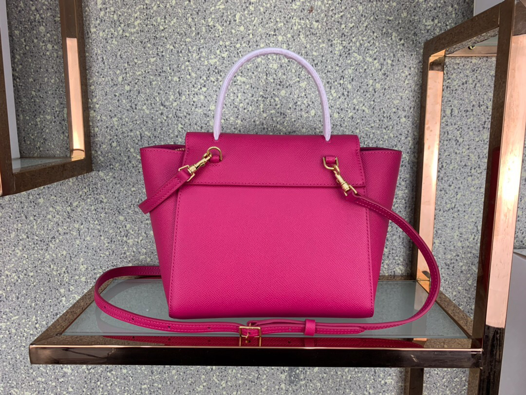Ce1i*e Micro Belt Bag In Grained Calfskin with Rose Red 20cm 175519