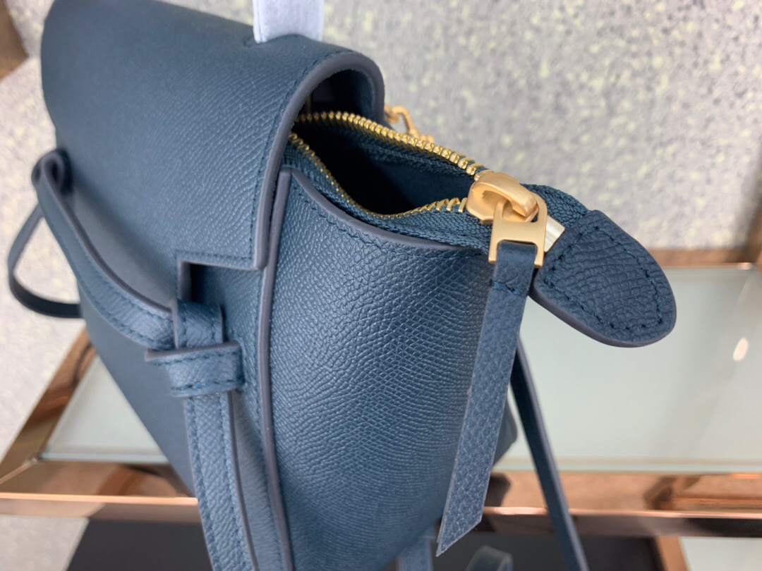 Ce1i*e Micro Belt Bag In Grained Calfskin with Dark Blue 20cm 175519