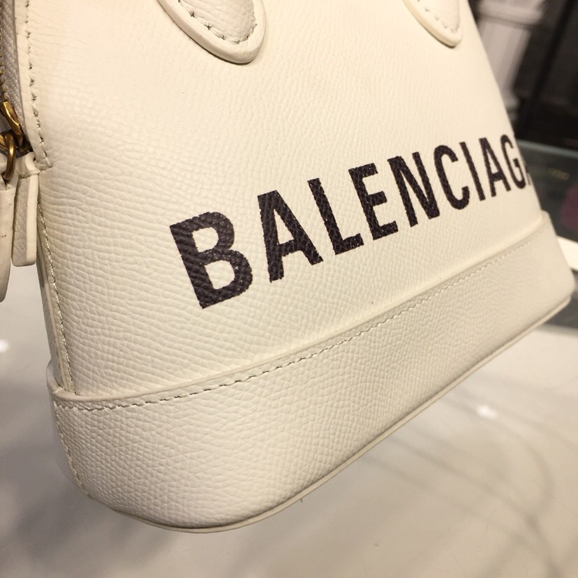 Ba1en*iaga Ville Small graffiti logo calfskin bag White 18SS