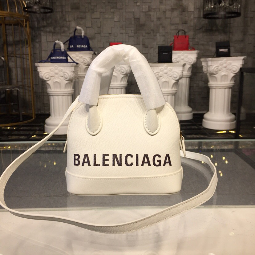 Ba1en*iaga Ville Small graffiti logo calfskin bag White 18SS