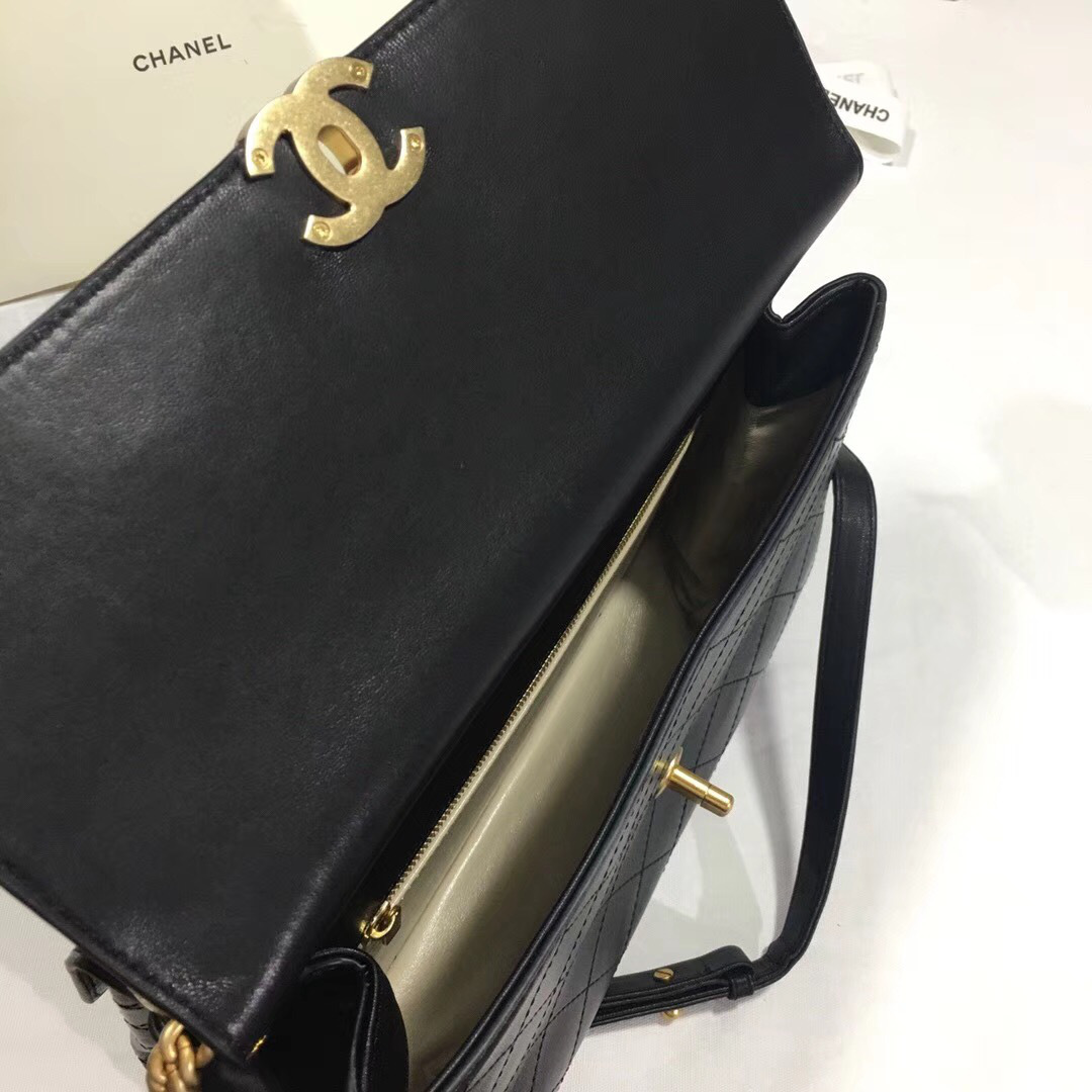 Ch**el Classic Lambskin Large Handbag A01112 Black