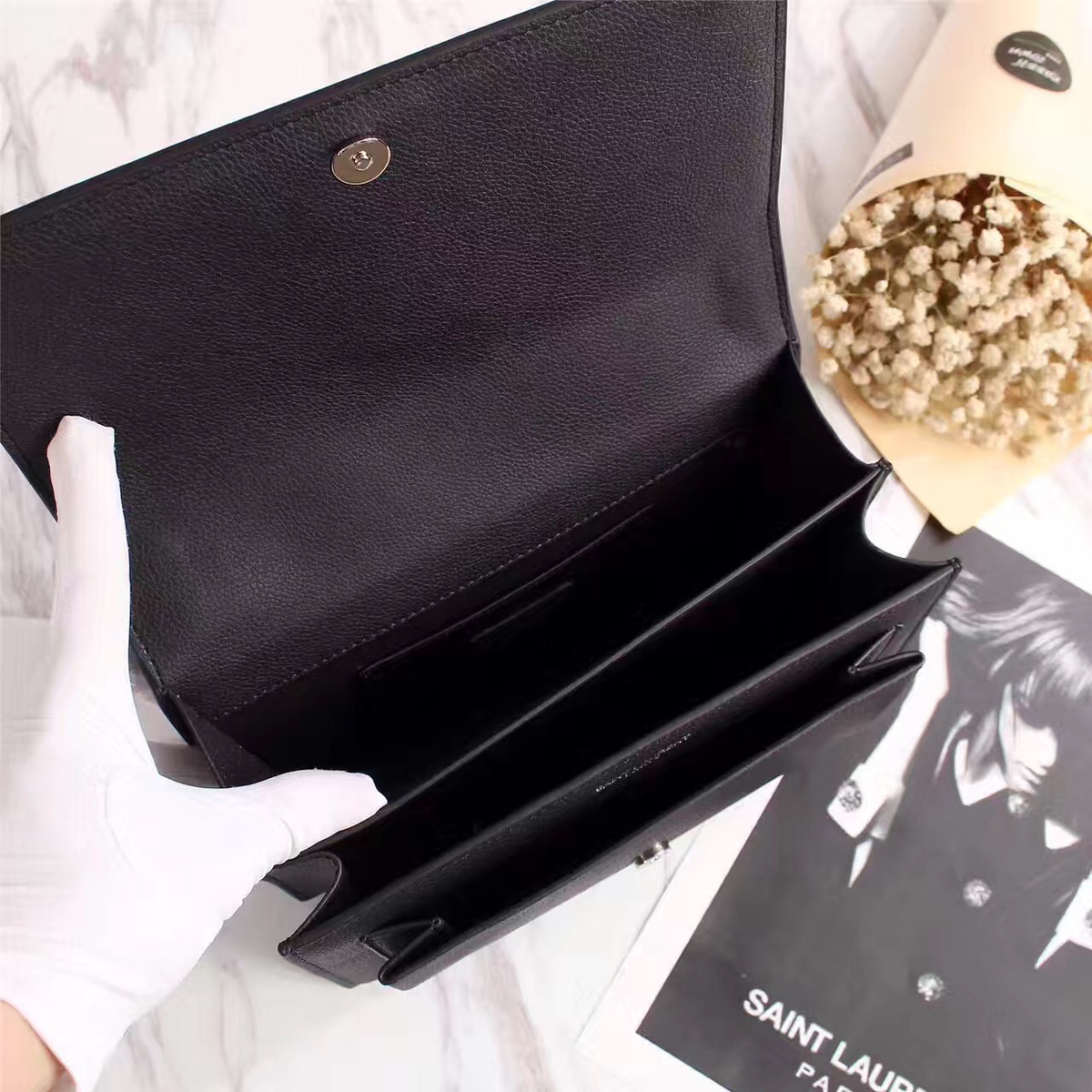 Y51 Real leather Handbag with Black 26606