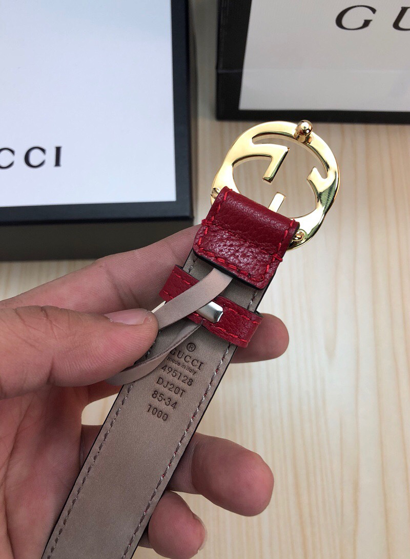 Gvc*1 Belt Red Gold Hardware