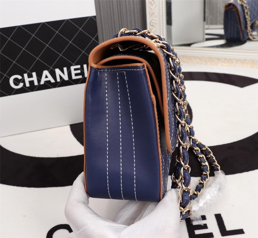 Ch**el Flap Shoulder Bag Calfskin Leather Blue 8925