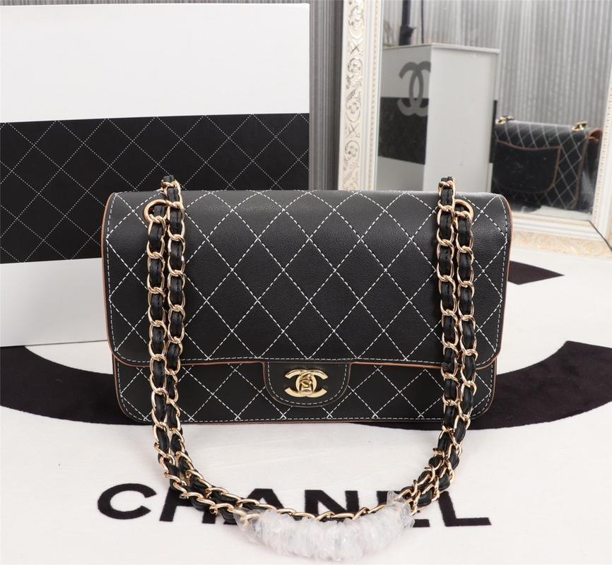 Ch**el Flap Shoulder Bag Calfskin Leather Black 8925