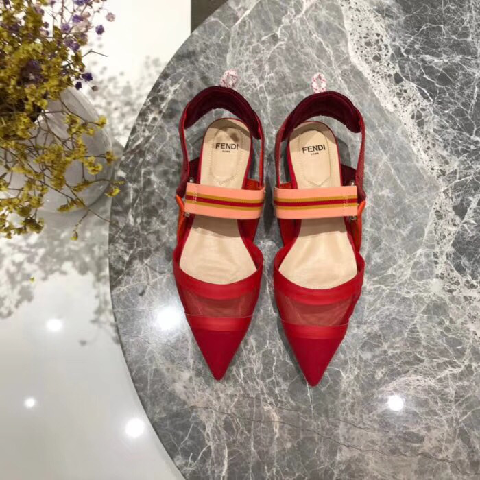F**di Slingbacks Red Flat-soled Shoes